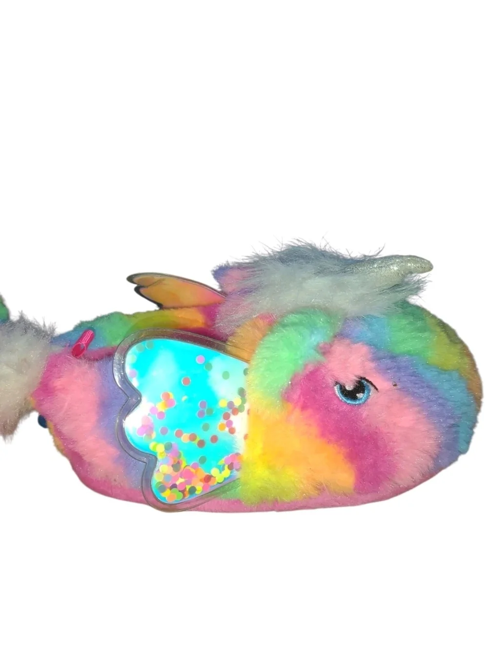 Plush Rainbow Unicorn Slippers for Kids - Girls Size 7-8